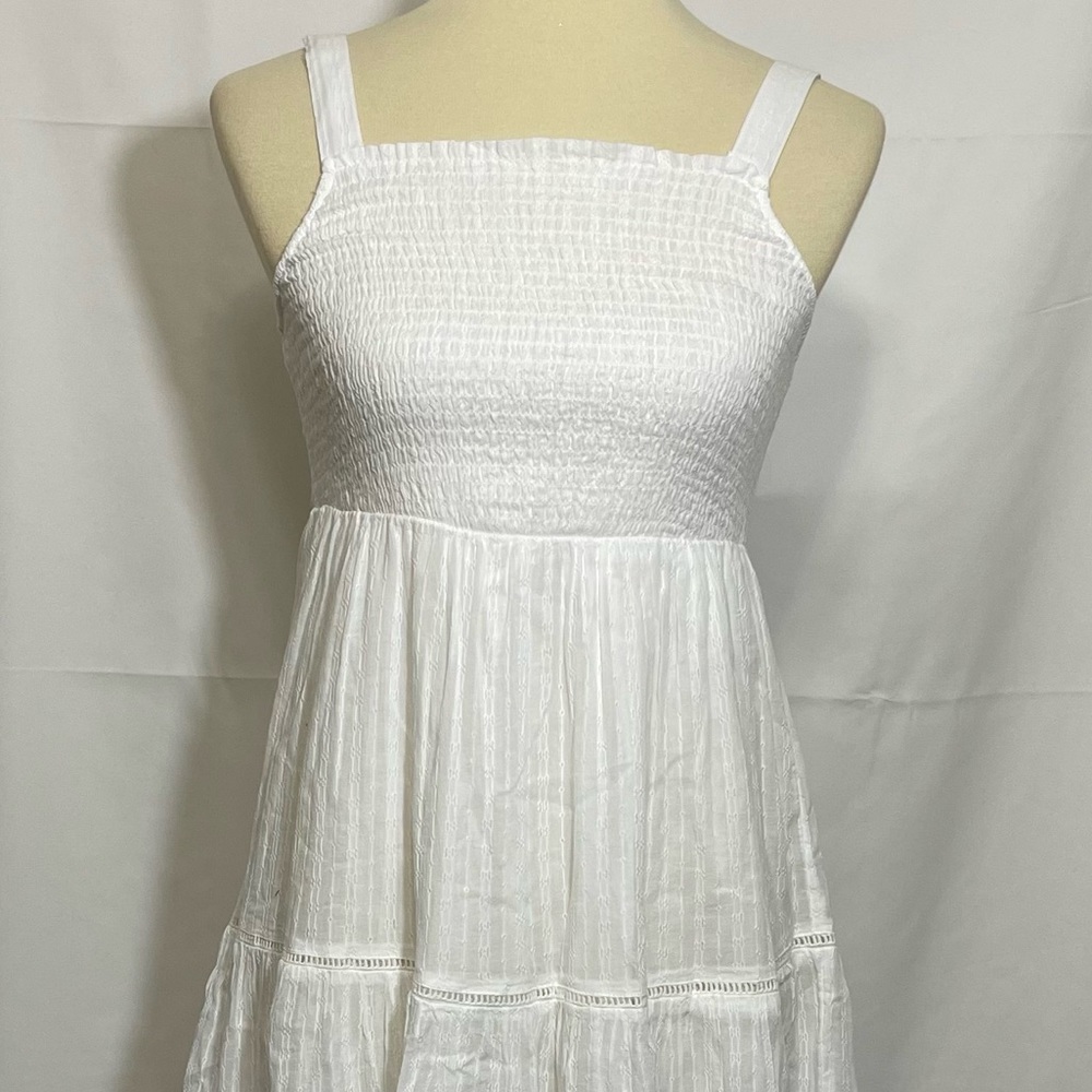 Joie Smocked Crochet Trim Tiered MIDI Dress - Picture 8 of 13